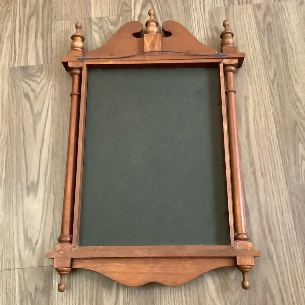Mid 20th Century Wood Framed Mirror 25” X 15” Wall Hanging
